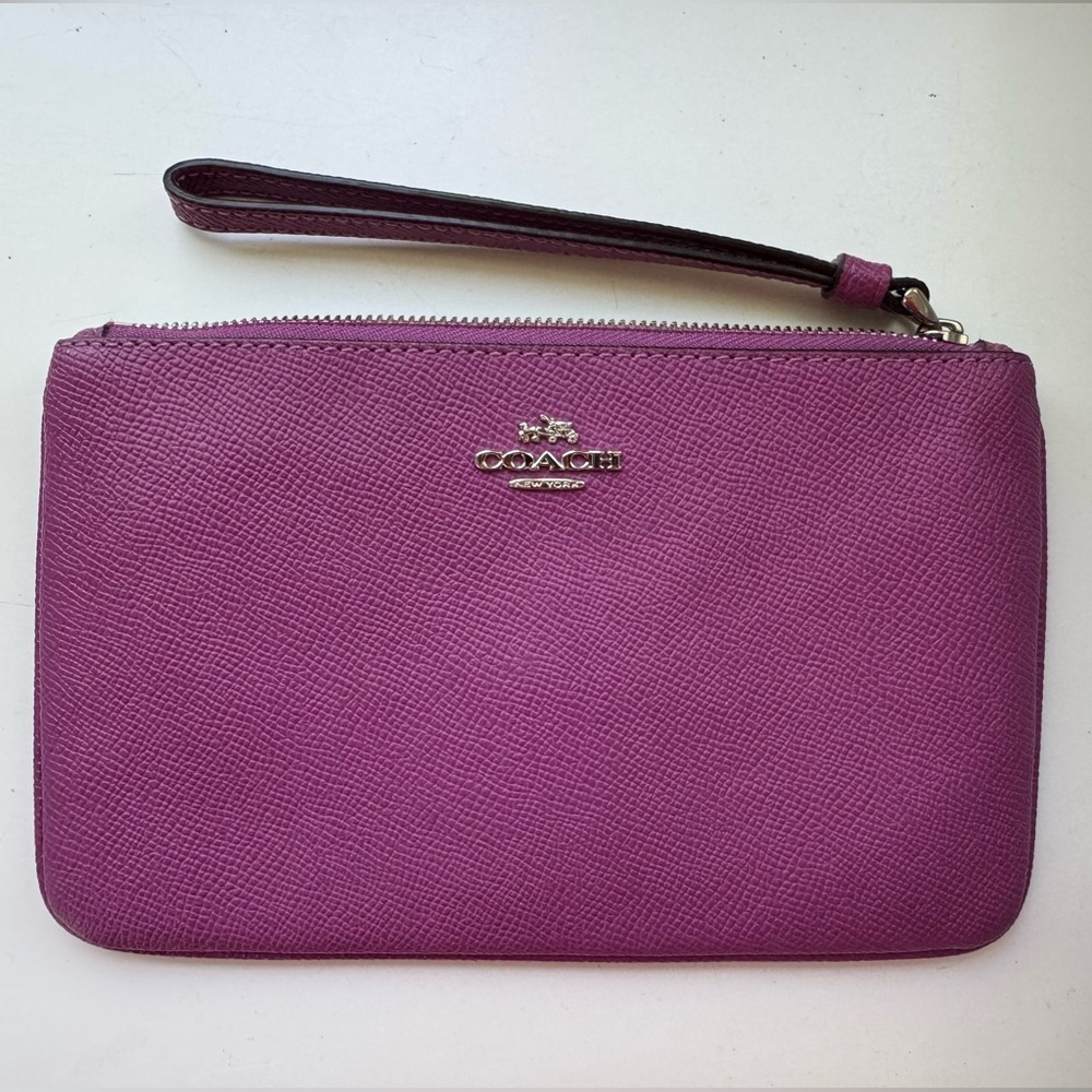 Coach Purple Leather Wristlet Clutch